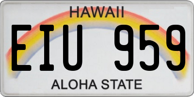 HI license plate EIU959