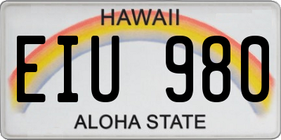 HI license plate EIU980