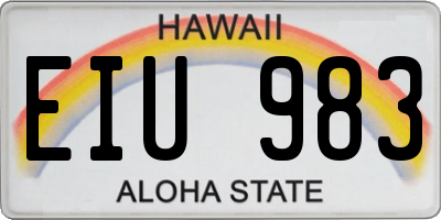 HI license plate EIU983