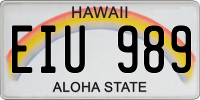 HI license plate EIU989