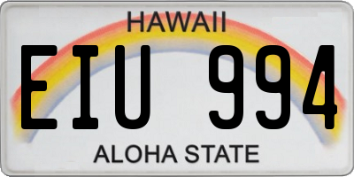 HI license plate EIU994