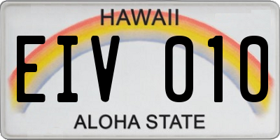 HI license plate EIV010
