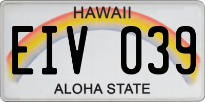HI license plate EIV039