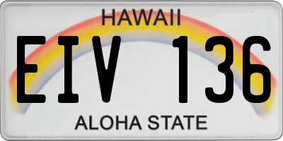 HI license plate EIV136