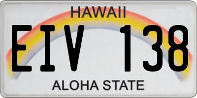 HI license plate EIV138