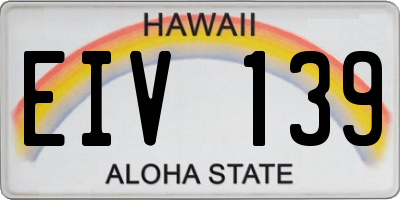 HI license plate EIV139