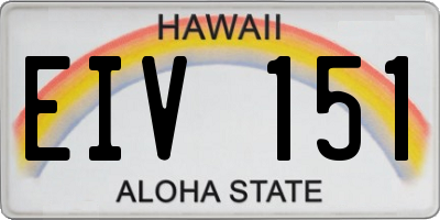 HI license plate EIV151