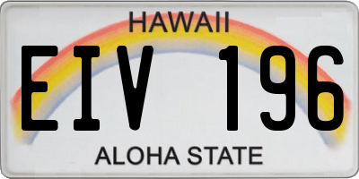 HI license plate EIV196