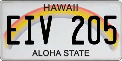 HI license plate EIV205