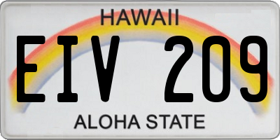 HI license plate EIV209