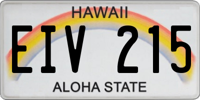 HI license plate EIV215