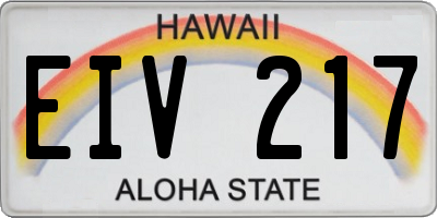 HI license plate EIV217
