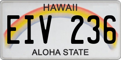 HI license plate EIV236