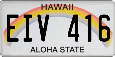 HI license plate EIV416