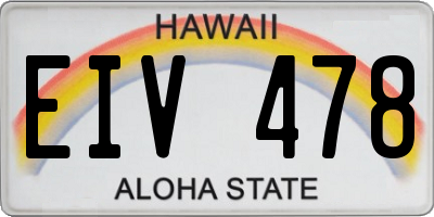 HI license plate EIV478