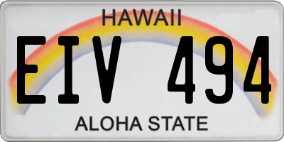 HI license plate EIV494