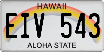 HI license plate EIV543