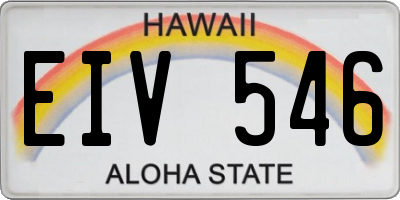 HI license plate EIV546