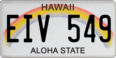 HI license plate EIV549