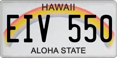 HI license plate EIV550