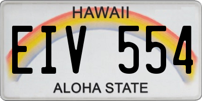 HI license plate EIV554