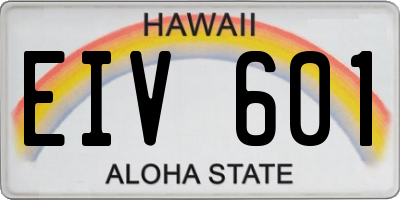 HI license plate EIV601