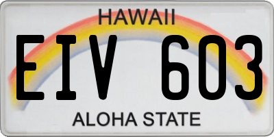 HI license plate EIV603