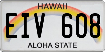 HI license plate EIV608
