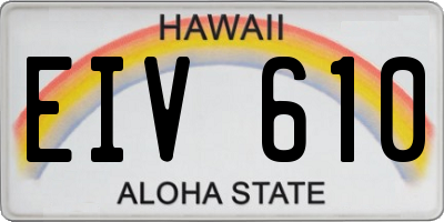 HI license plate EIV610