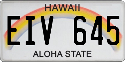 HI license plate EIV645