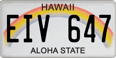 HI license plate EIV647