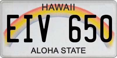 HI license plate EIV650