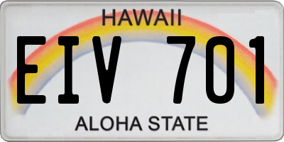 HI license plate EIV701