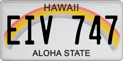 HI license plate EIV747