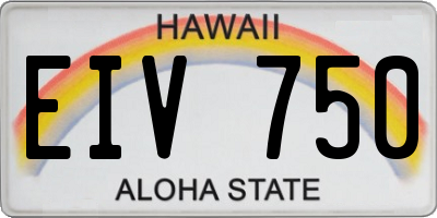 HI license plate EIV750