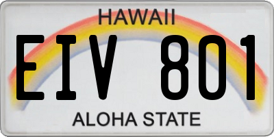 HI license plate EIV801