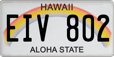 HI license plate EIV802