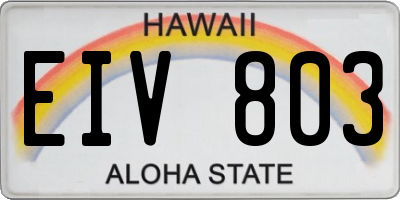 HI license plate EIV803