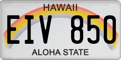 HI license plate EIV850