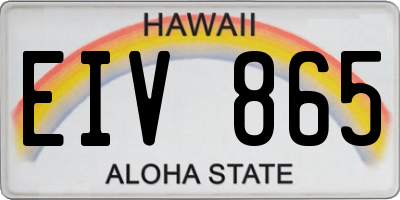 HI license plate EIV865