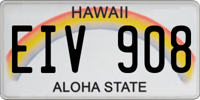 HI license plate EIV908