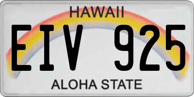 HI license plate EIV925