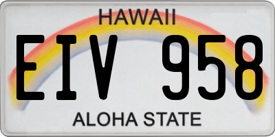 HI license plate EIV958