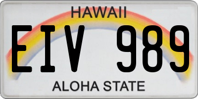 HI license plate EIV989