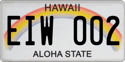 HI license plate EIW002