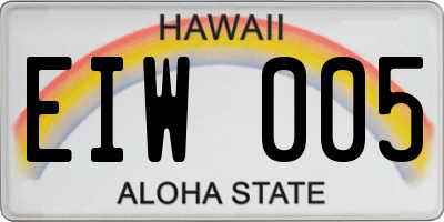 HI license plate EIW005