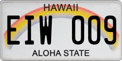 HI license plate EIW009