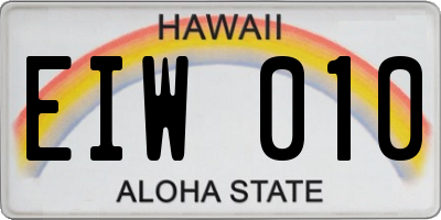 HI license plate EIW010