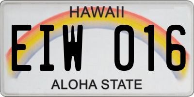 HI license plate EIW016