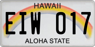 HI license plate EIW017